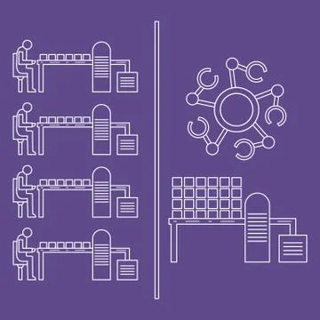 Smart automatic robotic production line. Illustrazione stock