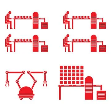 Smart automatic robotic production line. Stock Illustration