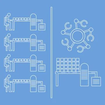 Smart automatic robotic production line. Stock Illustration