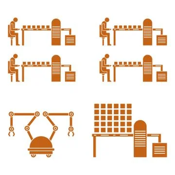 Smart automatic robotic production line. Stock Illustration