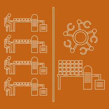 Smart automatic robotic production line. Stock Illustration