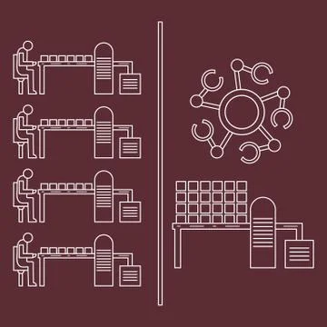 Smart automatic robotic production line. Stock Illustration