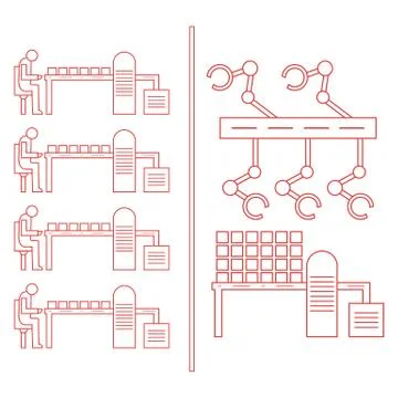 Smart automatic robotic production line. Stock Illustration
