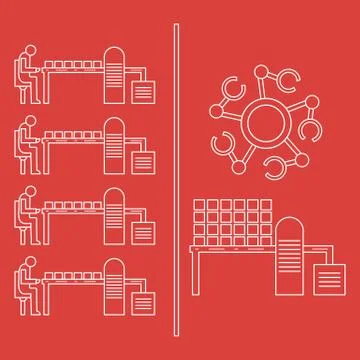Smart automatic robotic production line. Stock Illustration
