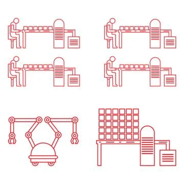 Smart automatic robotic production line. Illustrazione stock