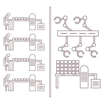 Smart automatic robotic production line. Stock Illustration