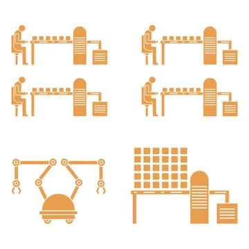 Smart automatic robotic production line. Stock Illustration