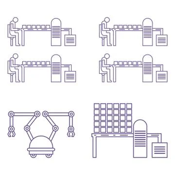 Smart automatic robotic production line. Stock Illustration