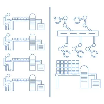 Smart automatic robotic production line. Stock Illustration