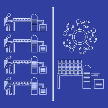 Smart automatic robotic production line. Stock Illustration