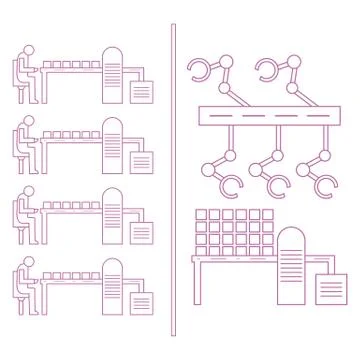 Smart automatic robotic production line. Stock Illustration