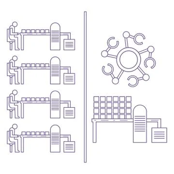 Smart automatic robotic production line. Stock Illustration