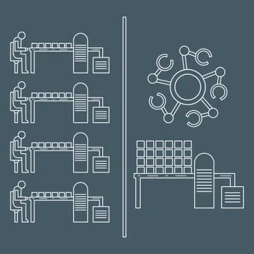 Smart automatic robotic production line. Stock Illustration