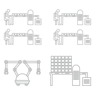 Smart automatic robotic production line. 库存插图