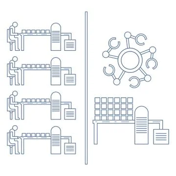 Smart automatic robotic production line. Stock Illustration