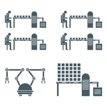 Smart automatic robotic production line. Stock Illustration