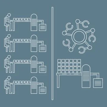 Smart automatic robotic production line. Stock Illustration