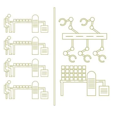 Smart automatic robotic production line. Stock Illustration