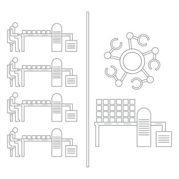 Smart automatic robotic production line. Stock Illustration