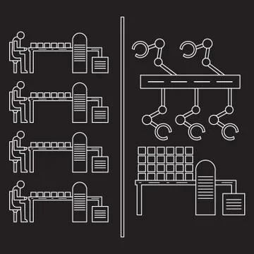 Smart automatic robotic production line. Stock Illustration