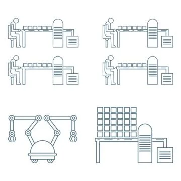 Smart automatic robotic production line. Stock Illustration