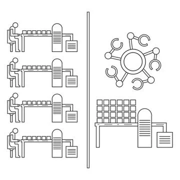 Smart automatic robotic production line. Stock Illustration