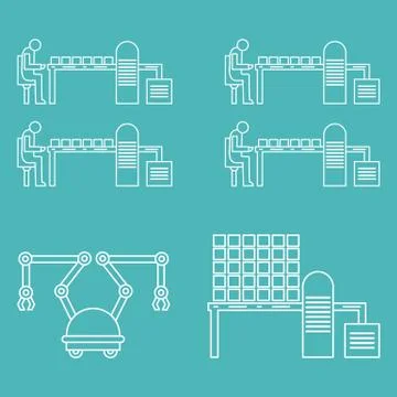 Smart automatic robotic production line. Stock Illustration