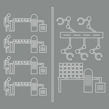 Smart automatic robotic production line. イラスト素材