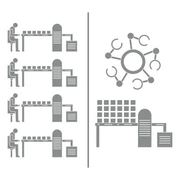 Smart automatic robotic production line. イラスト素材