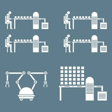Smart automatic robotic production line. Stock Illustration