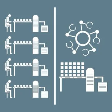 Smart automatic robotic production line. Stock Illustration