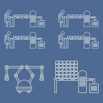 Smart automatic robotic production line. Stock Illustration
