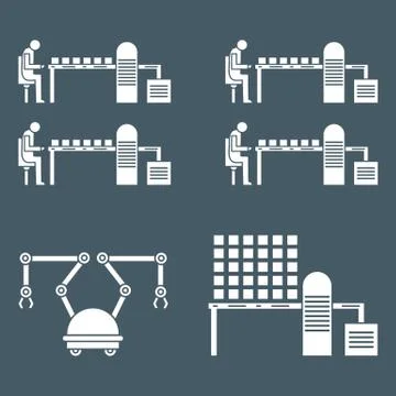 Smart automatic robotic production line. 스톡 일러스트
