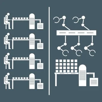 Smart automatic robotic production line. Stock Illustration