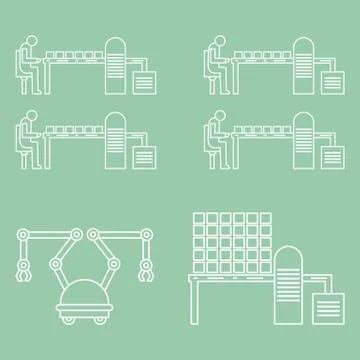 Smart automatic robotic production line. Stock Illustration