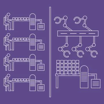Smart automatic robotic production line. イラスト素材