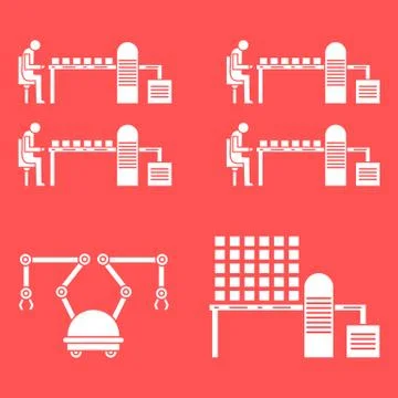 Smart automatic robotic production line. 스톡 일러스트