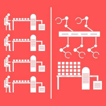 Smart automatic robotic production line. イラスト素材