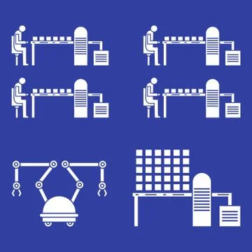 Smart automatic robotic production line. Stock Illustration