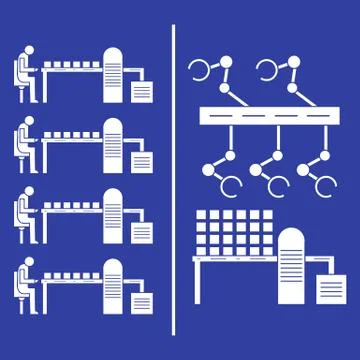 Smart automatic robotic production line. Stock Illustration