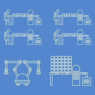 Smart automatic robotic production line. Stock Illustration