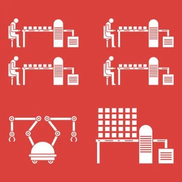 Smart automatic robotic production line. Stock Illustration