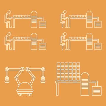 Smart automatic robotic production line. Stock Illustration