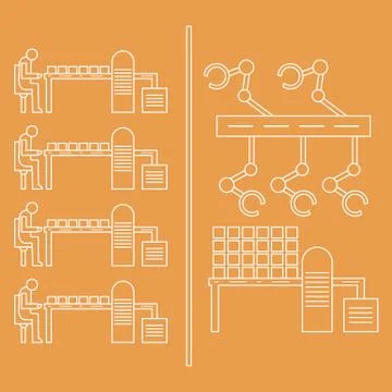 Smart automatic robotic production line. Stock Illustration