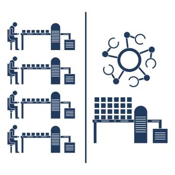 Smart automatic robotic production line. Stock Illustration
