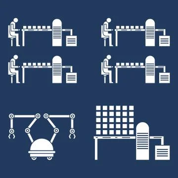 Smart automatic robotic production line. Stock Illustration