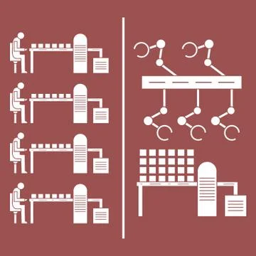 Smart automatic robotic production line. Stock Illustration