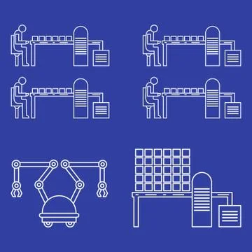 Smart automatic robotic production line. 스톡 일러스트