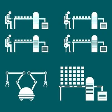 Smart automatic robotic production line. Illustrazione stock
