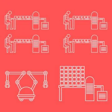 Smart automatic robotic production line. Illustrazione stock